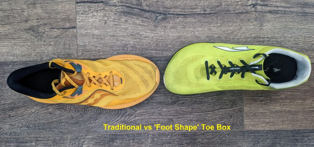 Running shoes toe box